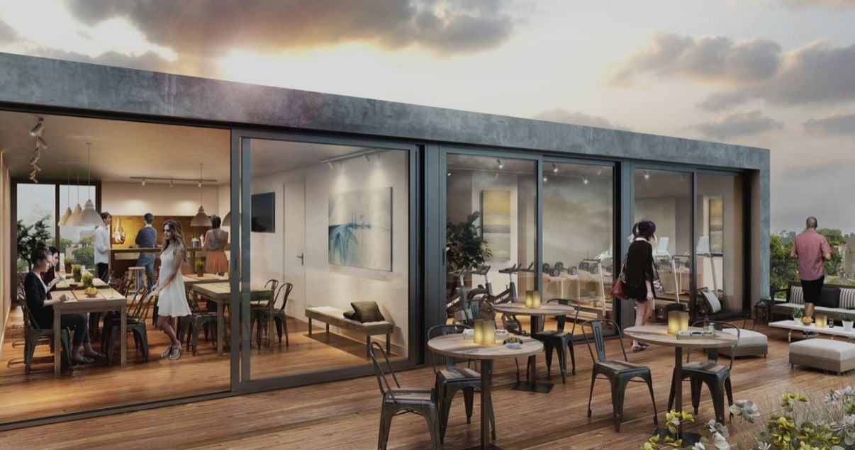 espacio multiuso en la terraza del edificio Lamas por el estudio de arquitectos Javier Goncalvez