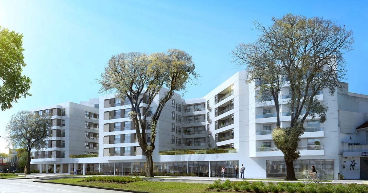 Exterior de edificio blanco Grand Boulevard de la empresa constructora Gonzalez Conde