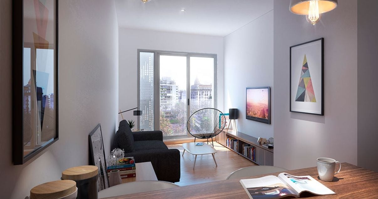 Interior de un moderno apartamento construido por un importante estudio de arquitectos en Uruguay